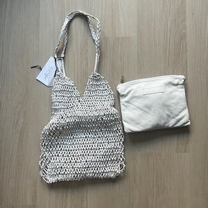 VIDEO INSIDE: White leather net shoulder bag & pouch- ANITA BILARDI